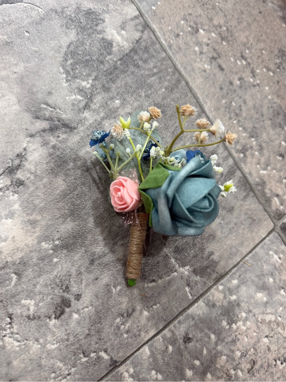 Handcrafted Blue & Pink Floral Boutonniere